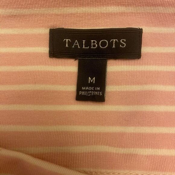 Talbots Effortless Stripe Square Neck Pink and White Top Size Medium - Picture 10 of 13